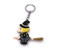 H-Customs Hexe auf Besen Sweet Holz Edel Handmade Schlüsselanhänger Anhänger