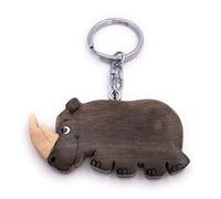 H-Customs Nashorn Großes Tier Holz Edel Handmade Schlüsselanhänger Anhänger
