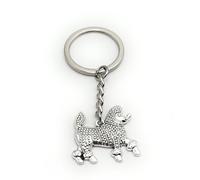 H-Customs Pudel Luxus Hund Schlüsselanhänger Anhänger aus Metall Silber