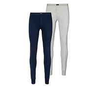 H.I.S 2er Pack Lange Unterhosen, Herren, Doppelpack, Bündchen am Bein, warm, HIS (XXL (8), grau Melange/Navy)