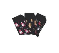 Basicsocken H.I.S, Damen, Gr. 35-38, 3x schwarz gemustert, Baumwollmischung, gemustert, elastisch, Socken, mit lustigen Weihnachtsmotiven (65412113-35) 3x schwarz gemustert
