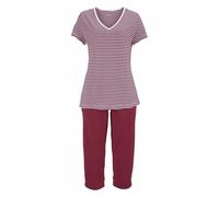 H.I.S Damen Capri-Pyjama bordeaux-gestreift Gr.36/38