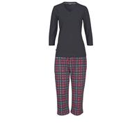 H.I.S JEANS Schöner Capri-Pyjama HIS, karierte Hose, 100% Baumwolle blau, Größe 36/38