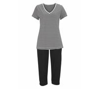 H.I.S Capri-Pyjama, mit geringeltem T-Shirt und legerer Hose TOPSELLER 56/58 schwarz Damen Pyjamas Nachtwäsche Damenwäsche Homewear-Sets 56/58 schwarz, gestreift