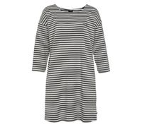 Nachthemd H.I.S, Damen, Gr. 52/54, N-Gr, grau (anthrazit), Single Jersey, Obermaterial: 64% Baumwolle, 31% Polyester, 5% Elasthan, bestickt, gestreift, meliert, Basic, loose fit Mini, Rundhals, Kleide