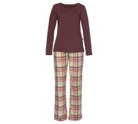 H.I.S Damen Pyjama bordeaux/bordeaux-creme-kariert Gr.32