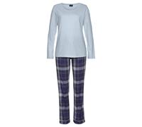 Pyjama H.I.S Gr. 46, blau (blau, kariert) Damen Homewear-Sets Pyjamas mit karierter Schlafhose (66995042-46)