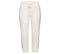 Relax-Caprihose H.I.S, Damen, Gr. M (40/42), N-Gr, weiß (ecru), Interlock, Obermaterial: 100% Baumwolle, unifarben mit Farbeinsatz, bequem ca. Mitte Wade, Hosen, mit seitlichen Tapestreifen (81640523-