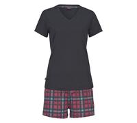 Shorty H.I.S, Damen, Gr. 32/34, pink, Single Jersey, Obermaterial: 100% Baumwolle, kariert, unifarben, Basic kurz, V-Ausschnitt, eingesetzt, Homewear-Sets Shorty, mit karierter Shorts (513049-32) pink
