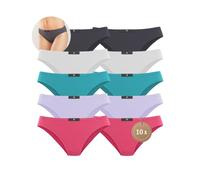 Slip H.I.S, Damen, Gr. 46, bunt (anthrazit, weiß, mint, flieder, pink), Jersey, Obermaterial: 95% Baumwolle, 5% Elasthan, unifarben, körpernah, Unterhosen Slip, aus elastischer Baumwoll-Qualität, Tops