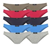 Slip H.I.S, Damen, Gr. 46, bunt (rot, rot, marine, blau, khaki, grau, meliert), Jersey, Obermaterial: 95% Baumwolle, 5% Elasthan, unifarben, körpernah, Unterhosen Slip, aus elastischer Baumwoll-Qualit