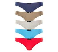 String H.I.S, Damen, Gr. 44, bunt (rot, marine, blau, khaki, grau, meliert), Obermaterial: 95% Baumwolle, 5% Elasthan, unifarben, körpernah, Unterhosen String, aus elastischer Baumwoll-Qualität (44209