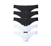 String H.I.S, Damen, Gr. 36, schwarz-weiß (weiß, schwarz), Obermaterial: 95% Baumwolle, 5% Elasthan, unifarben, körpernah, Unterhosen String, aus elastischer Baumwoll-Qualität (442118-36) weiß, schwar