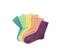Freizeitsocken H.I.S, Mädchen, Gr. 39-42, bunt (1x pink, 1x orange, 1x gelb, 1x türkis, 1x lila, 1x grün), Baumwollmischung, mehrfarbig, elastisch, Socken, mit farbigem Garn (38083842-39) 1x pink, 1x