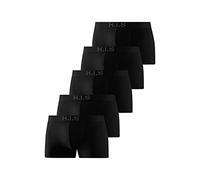 Boxer H.I.S "Boxershorts für Herren", Damen, Gr. M, 5 Stk., schwarz, Jersey, Obermaterial: 95% Baumwolle, 5% Elasthan, unifarben, Unterhosen, Logo Webbund mit 3D Effekt (57840034-M) schwarz