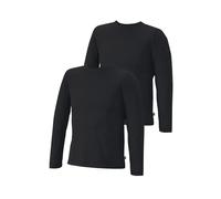 Langarmshirt H.I.S, Herren, Gr. L, schwarz, Jersey, Obermaterial: 95% Baumwolle, 5% Elasthan, unifarben, Basic, Basic, Rundhals, Langarm abgesteppte Kante, Shirts, Doppelpack Unterziehshirt aus Baumwo