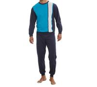 Pyjama H.I.S "Schlafanzug für Herren" Gr. 44/46, weiß (türkis, marien, weiß) Herren Homewear-Sets Pyjamas mit breitem Streifen (13772221-44)