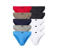 Slip H.I.S "Männer Unterhose", Herren, Gr. 8 (XXL), 10 Stk., bunt (rot, blau, marine, khaki, grau, meliert, weiß, schwarz), Jersey, Obermaterial: 95% Baumwolle, 5% Elasthan, unifarben, körpernah, Unte