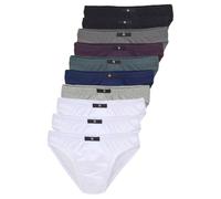 Slip H.I.S "Männer Unterhose", Herren, Gr. 8 (XXL), 10 Stk., bunt (weiß, grau, meliert, blau, blau, grün, anthrazit, aubergine, schwarz), Jersey, Obermaterial: 95% Baumwolle, 5% Elasthan, unifarben, k