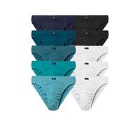 Slip H.I.S "Männer Unterhose", Herren, Gr. 5M, 10 Stk., bunt (hellblau, hellpetrol, petrol, dunkelpetrol, navy, weiß, schwarz), Jersey, Obermaterial: 95% Baumwolle, 5% Elasthan, unifarben, körpernah,