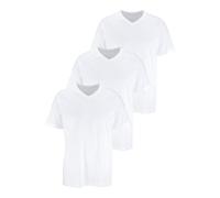 H.I.S Herren T-Shirt mit V-Ausschnitt im 3er Pack in weiß, aus Reiner Baumwolle