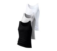 Unterhemd H.I.S "Doppelripp Tanktop", Herren, Gr. 7, 3 Stk., N-Gr, grau (grau, meliert, schwarz, weiß), Doppelripp, Obermaterial: 100% Baumwolle. Melange in der Packung: 90% Baumwolle, 10% Viskose, un