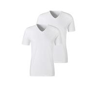 Unterziehshirt H.I.S, Herren, Gr. XL, N-Gr, weiß, Jersey, Obermaterial: 95% Baumwolle, 5% Elasthan, unifarben, basic, körpernah, V-Ausschnitt, Kurzarm, Unterhemden, mit V-Ausschnitt und kleinem Logo,
