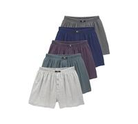 Weiter Boxer H.I.S Gr. 10, 5 St., bunt (grau, meliert, blau, grün, aubergine, anthrazit) Herren Unterhosen Sportunterwäsche aus Baumwoll-Stretch (30139924-10)
