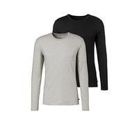 Langarmshirt H.I.S, Herren, Gr. XXL, grau (grau, meliert, schwarz), Jersey, Obermaterial: 95% Baumwolle, 5% Elasthan, unifarben, Basic, Basic normal, Rundhals, abgesteppte Kante, Shirts Langarmshirt, 