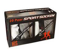 H.I.S HIS Socken, Unisex, 20 Paar Strümpfe Box, Füßlinge, Kurzsocken, Freizeit, (35-38, grau/weiß/schwarz)