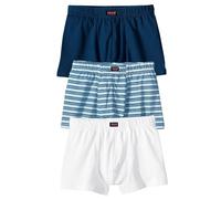 Boxer H.I.S "Boxershorts für Jungen", Kinder, Gr. 182, blau (marine, weiß, marine, gestreift), Jersey, Obermaterial: 100% Baumwolle, gestreift, unifarben, körpernah, Unterhosen, cooler Uni-Streifen-Mi