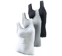H.I.S Jeans Feinripp-Tanktop mit Spitze, (3 Stck.) Weiss, Größe 44/46
