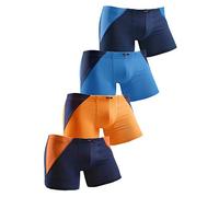 Boxer H.I.S "Boxershorts für Jungen", Jungen, Gr. 146/152, 4 Stk., bunt (marine, blau, blau, marine, orange, marine, marine, orange), Jersey, Obermaterial: 95% Baumwolle, 5% Elasthan, colorblocking, k