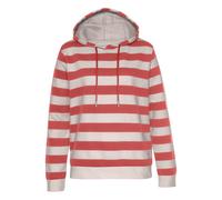 Kapuzensweatshirt H.I.S, Damen, Gr. 32/34, rot (rot, nougat, gestreift), Interlock, Obermaterial: 100% Baumwolle, gestreift, klassisch, bequem normal, Langarm Rippbündchen, Sweatshirts, im maritimen S