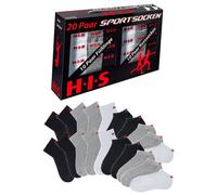 H.I.S Damen Socken (20pk) grau / schwarz / weiß, Größe 35/38, 217321 Grau / Schwarz / Weiß 37,5