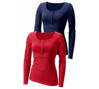 H.I.S Langarmshirt Damen marine, rot Gr.36/38