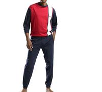 H.I.S Langer Herren Pyjama Schlafanzug (as3, Numeric, Numeric_52, Numeric_54, Regular, Regular, Marine-rot-weiß)