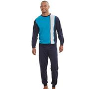 H.I.S Langer Herren Pyjama Schlafanzug (DE/NL/SE/PL, Numerisch, 48, 50, Regular, Regular, Marine-türkis-weiß)