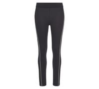 Leggings H.I.S, Damen, Gr. 44/46, N-Gr, blau (marine), Single Jersey, Obermaterial: 95% Baumwolle, 5% Elasthan, bestickt, unifarben, Basic, figurbetont lang, Hosen Leggings, mit Piping entlang der Bei