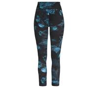 Leggings H.I.S, Damen, Gr. 36/38, N-Gr, schwarz (schwarz blau gemustert), Single Jersey, Obermaterial: 95% Baumwolle, 5% Elasthan, bedruckt, Basic, Basic knöchellang, Hosen Leggings, mit tropischem Pa