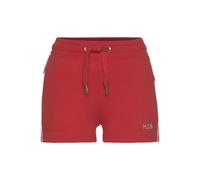 Shorts H.I.S, Damen, Gr. 44/46, N-Gr, rot, Interlock, Obermaterial: 60% Baumwolle, 40% Polyester, bestickt, unifarben, Basic, bequem ca. Mitte Oberschenkel, Hosen Shorts, mit Piping an der Seite (3811