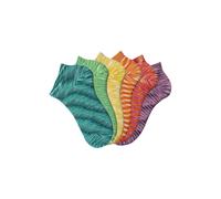 Sneakersocken H.I.S, Damen, Gr. 35-38, bunt (1x dunkel grün, 1x hell grün, 1x orange 1x rot, 1x pink), Baumwollmischung, meliert, mehrfarbig, elastisch, Socken, mit farbigem Garn (52546310-35) 1x dunk