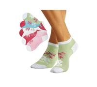 Sneakersocken H.I.S, Damen, Gr. 39-42, bunt (1x weiß, 1x pink, 1x hellgrün, 1x rosa, 1x hellblau), Baumwolle, Elasthan, Polyamid, gemustert, elastisch, Socken Sneakersocken, im farbenfrohen Hawaii Des