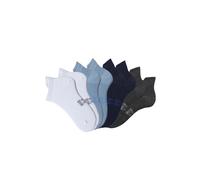 Sneakersocken H.I.S, Damen, Gr. 39-42, bunt (2x marine, 2x weiß, 2x grau meliert, 2x hell blau), Baumwollmischung, uni und meliert, elastisch, Socken, mit verlängertem Bündchen hinten (11900902-39) 2x