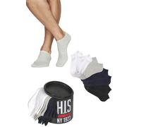 Sneakersocken H.I.S, Herren, Gr. 35-38, blau (2x weiß, 2x hellgrau, meliert, 2x marine, 2x schwarz), Baumwolle, Polyamid, uni und meliert, Socken Sneakersocken, in der Geschenkdose (35011632-35) 2x we
