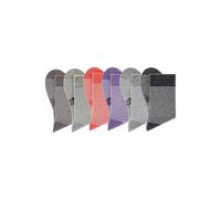 Socken H.I.S, Damen, Gr. 39-42, bunt (2x grau, meliert, ecru, hummer, ecru, beige, meliert, ecru, lila, meliert, ecru, taupe, ecru), Baumwolle, Baumwollmischung, Elasthan, Polyamid, geringelt, meliert