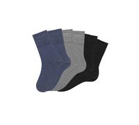 Socken H.I.S, Damen, Gr. 43-46, bunt (2x jeans, 2x schwarz, 2x grau, meliert), Baumwolle, Elasthan, Polyamid, unifarben, elastisch, Socken Socken, mit Komfortbund auch für Diabetiker geeignet (461785-