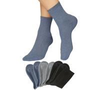 Socken H.I.S, Damen, Gr. 39-42, bunt (2x schwarz, 2x jeans, melange, 2x grau, melange), Baumwolle, Elasthan, Polyamid, uni und melange, elastisch, Socken Socken, mit bequemem Frottee (36269214-39) 2x 