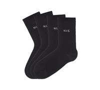 Socken H.I.S, Damen, Gr. 35-38, schwarz (4x schwarz), Baumwolle, Elasthan (LYCRA), Polyamid, unifarben, elastisch, Socken Socken, ohne einschneidendes Bündchen (600289-35) 4x schwarz