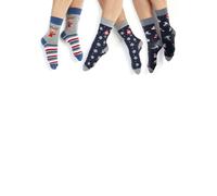 Socken H.I.S, Damen, Gr. 35-38, bunt (marine, grau, rot, gemustert), Baumwollmischung, gemustert, lustiges Design, elastisch, Socken, mit Weihnachts-Design (57934757-35) marine, grau, rot, gemustert